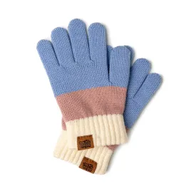 Britts Knits Kids Cozy Gloves- Blue/Coral/White