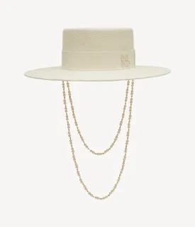 Double Chain Strap Boater Hat