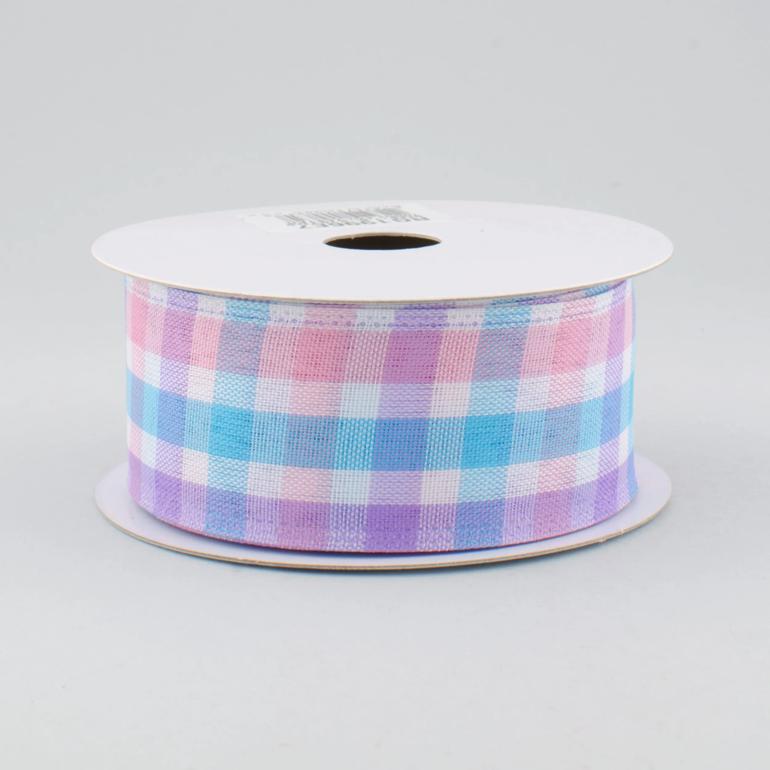 1.5" Faux Linen Check Ribbon: Pink, Blue & Lavender (10 Yards)