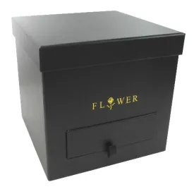 20cm Black Square Hat Box Boxes with Gift Compartment - Storage Florist Home Decoration