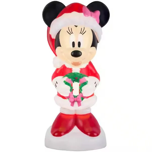 24" Lighted Christmas Outdoor Blow Mold Minnie with a Wreath