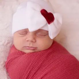 All My Heart Newborn Girls Hospital Hat with Red Heart