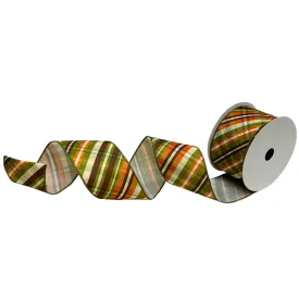 Autumn Road Stripe Plaid Ribbon - Brown/Green/Orange 2.5” x 10yd | YT