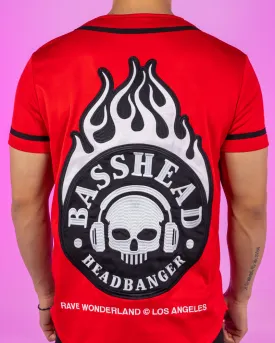 Basshead On Fire Patch Red Baseball Jersey