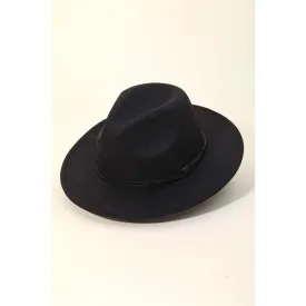 Black Thin Double Strap Fedora Hat