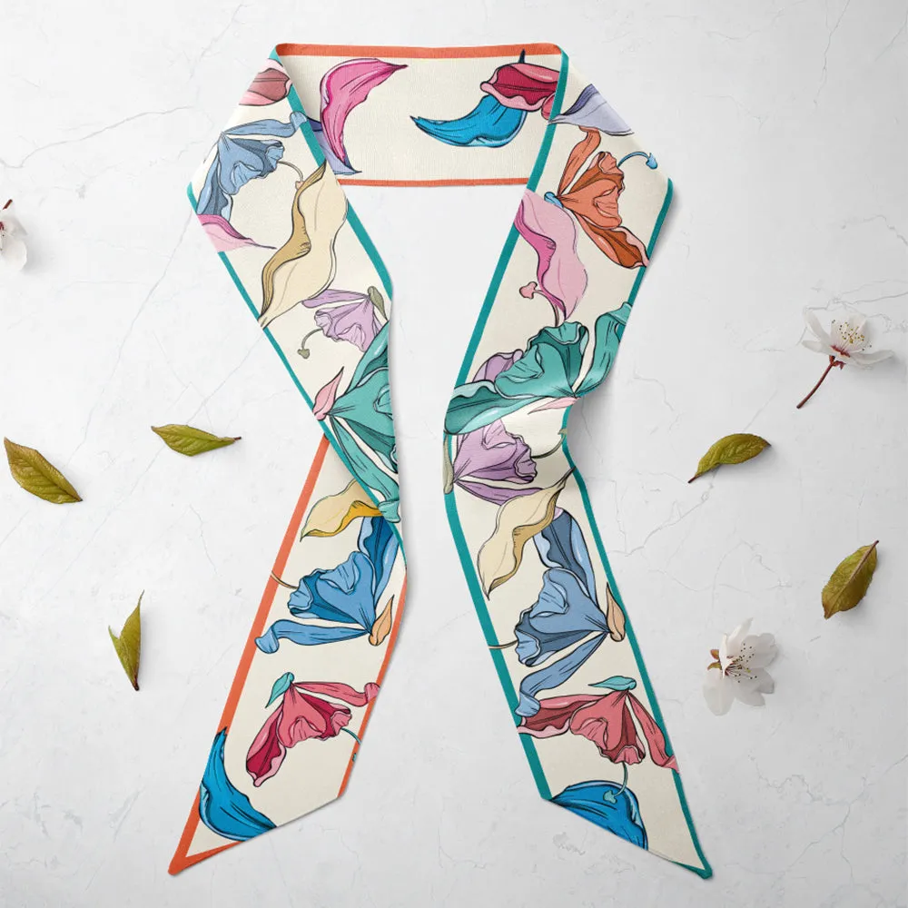 'Bloom Love' Dual Silk Twilly Scarf