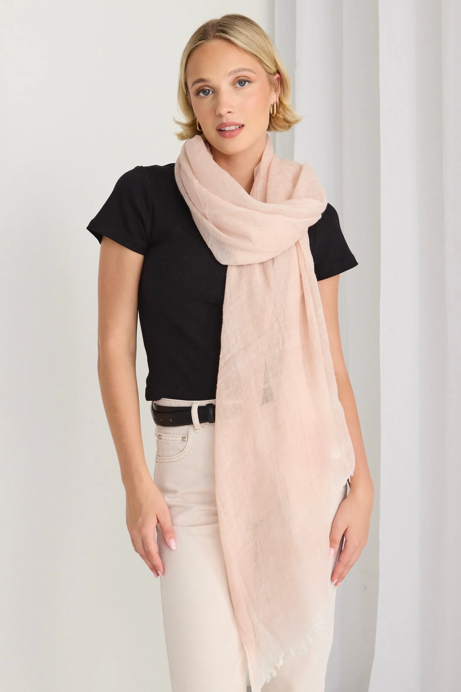 Blush Wool Blend Light Scarf