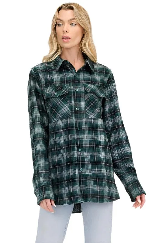 Boyfriend Oversize Plaid Flannel Long Sleeve