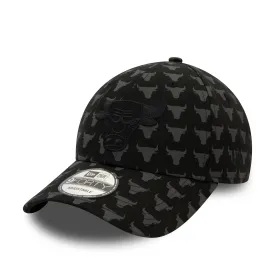 Chicago Bulls Team Monogram Black 9FORTY Adjustable Cap