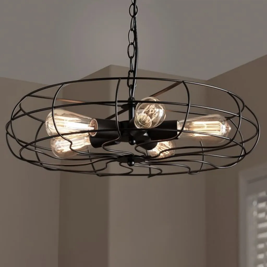 Clr106 Flywheel Industrial Pendant Cage Lamp