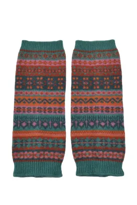 Clyde Fair isle wrist warmer fingerless gloves - Aqua