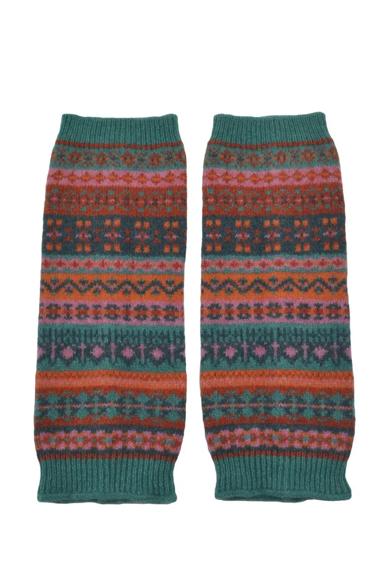 Clyde Fair isle wrist warmer fingerless gloves - Aqua