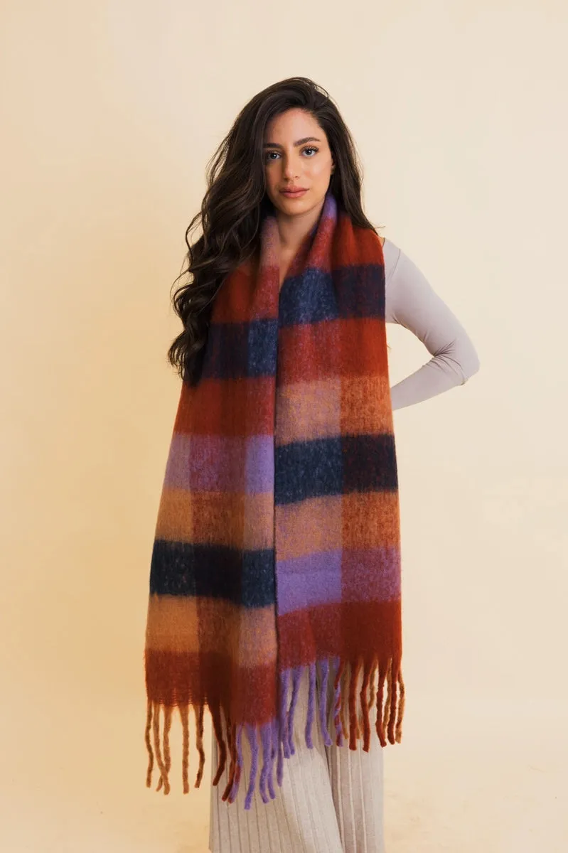 Cozy Oversized Red Plaid Scarf