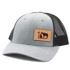 Dally Up Praying Cowboy Leather Patch Cap