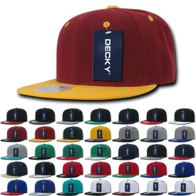 Decky 351 - Blank 2-Tone Snapback Hat, 6 Panel Flat Bill Cap