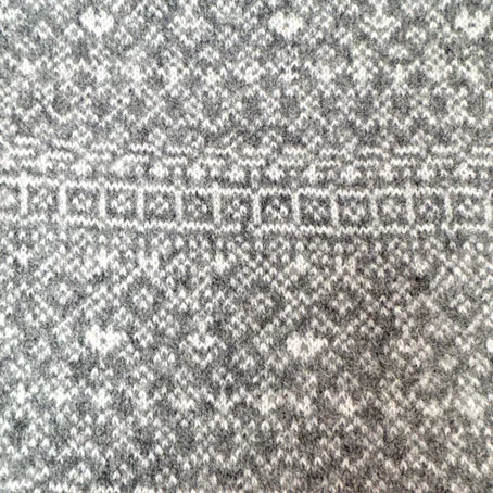 Fair Isle Snood. Pale grey and white.