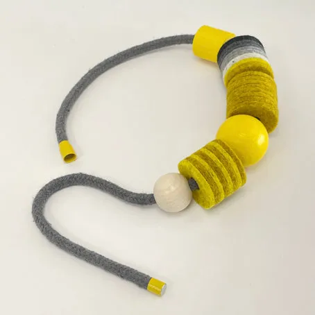 Felt bead necklace - mustard