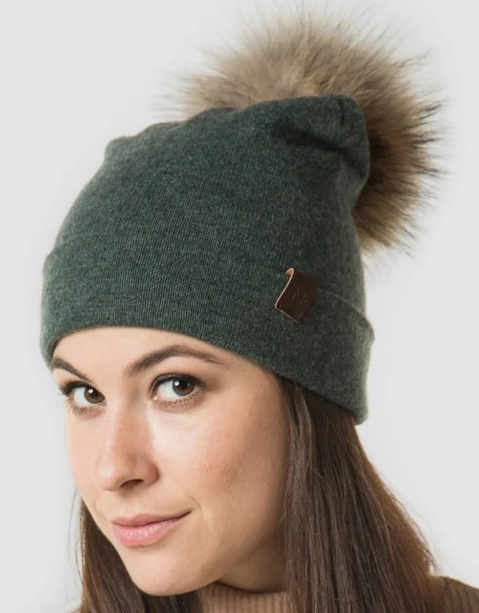 Fur Top Beanie Hat