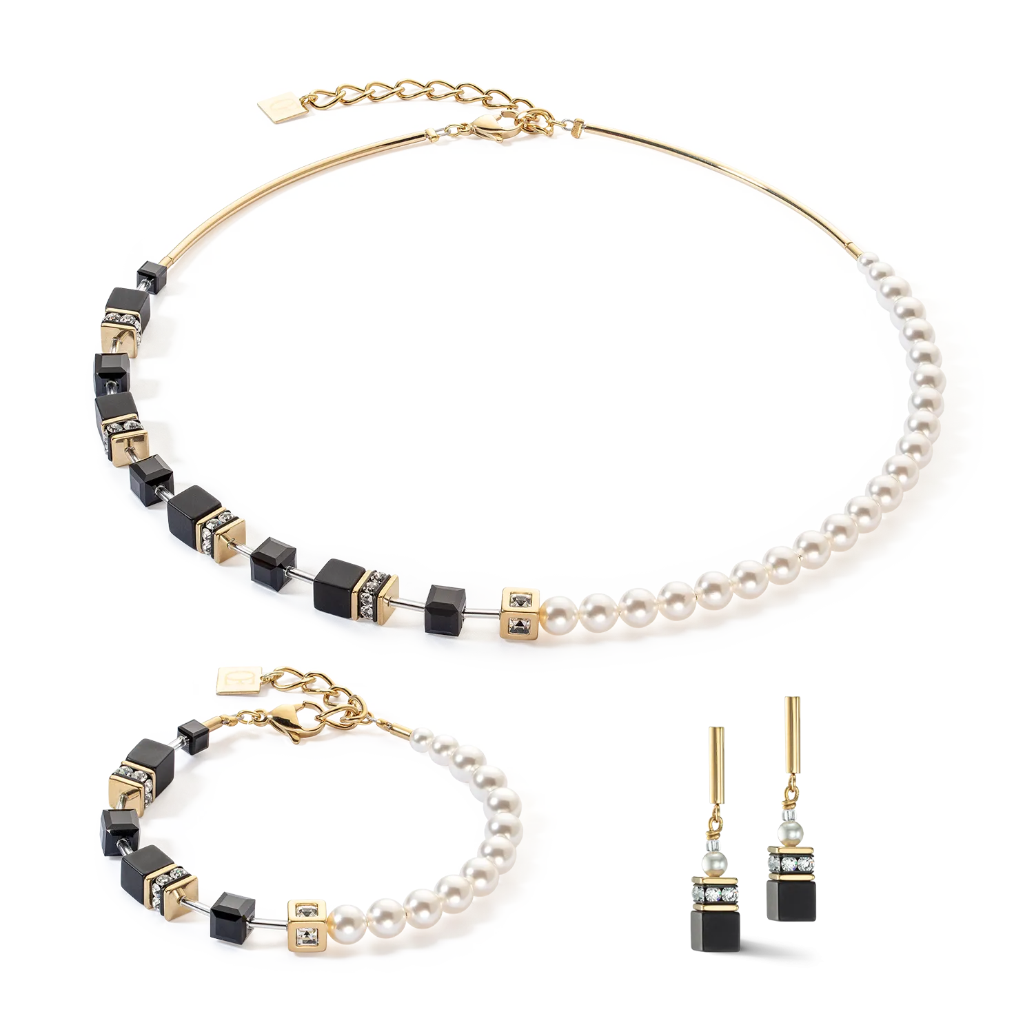 GeoCUBE® Precious Fusion Pearls bracelet black-gold