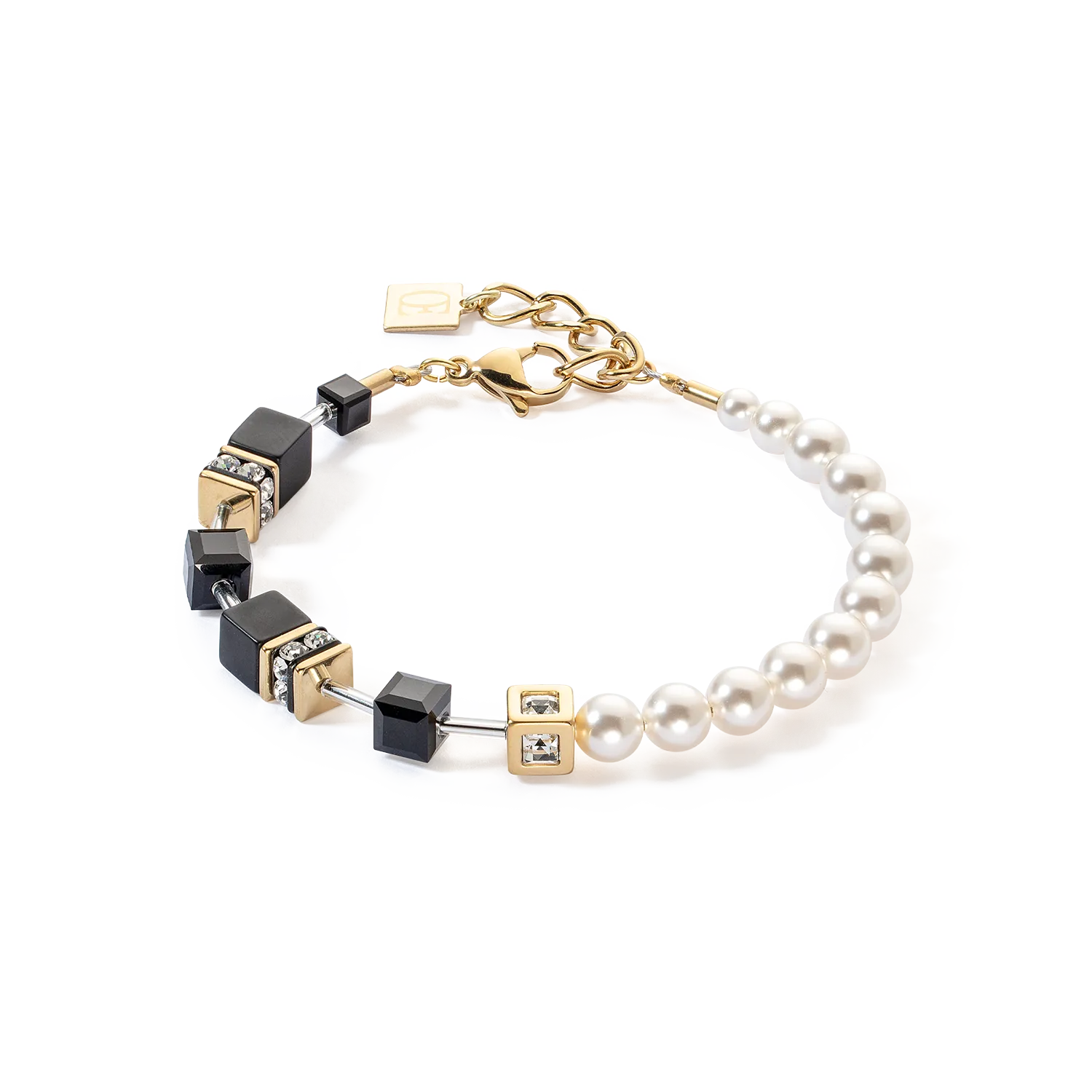 GeoCUBE® Precious Fusion Pearls bracelet black-gold