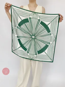 Grass Green Geometric Silk Scarf - Designer Original - Customizable Fabric and Size - Women's Scarf - Gift for Her