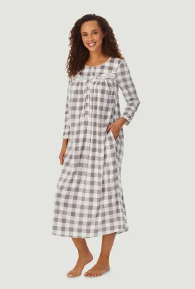 Grey Check Cozy Fleece Gown