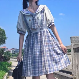 Harajuku Fake Two Pieces Plaid Dress