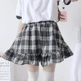 Kawaii Ruffles Plaid Skirt