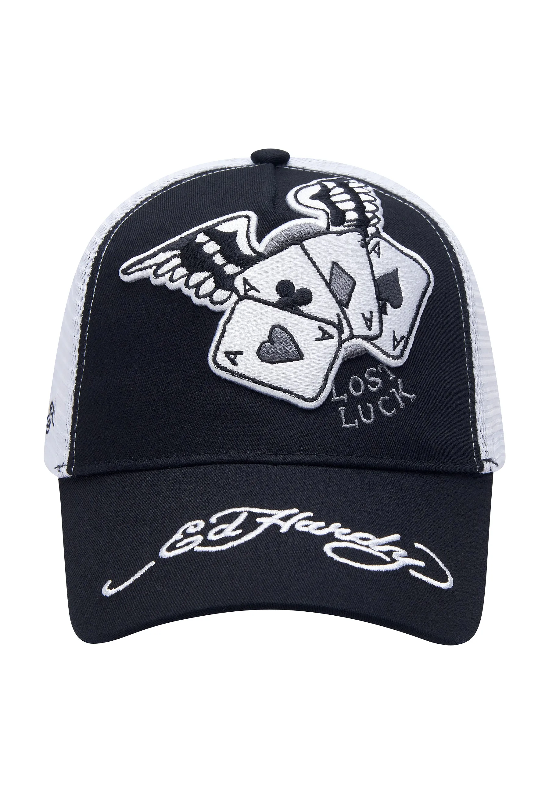 Lost-Luck Twill Front Mesh Trucker - Black/White