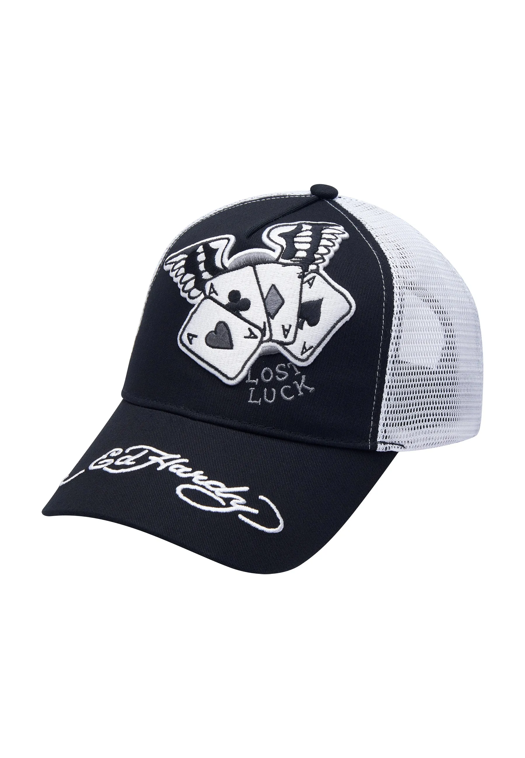 Lost-Luck Twill Front Mesh Trucker - Black/White