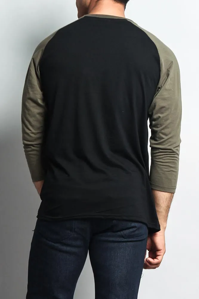 Men's Baseball T-Shirt (Black/Olive)