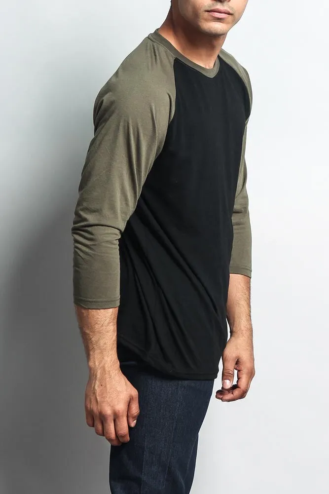 Men's Baseball T-Shirt (Black/Olive)