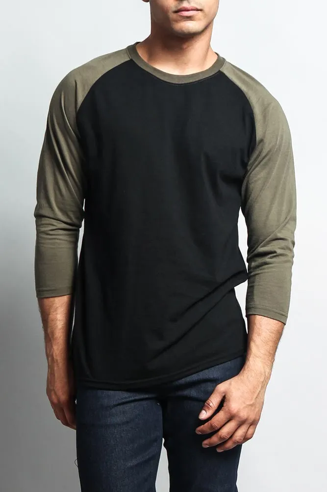 Men's Baseball T-Shirt (Black/Olive)