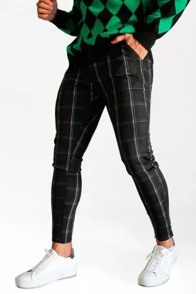 Mens Black Plaid Skinny Pant