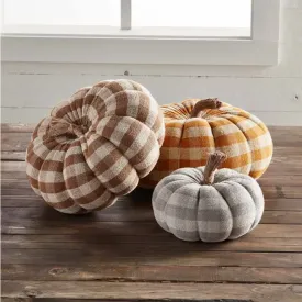 Mudpie Gingham Plaid Burlap Pumpkin Sitter Collection