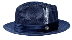 Navy Fedora Braided Straw Hat