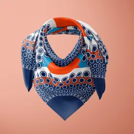 Perls 90cm Square Scarf - Orange / Blue