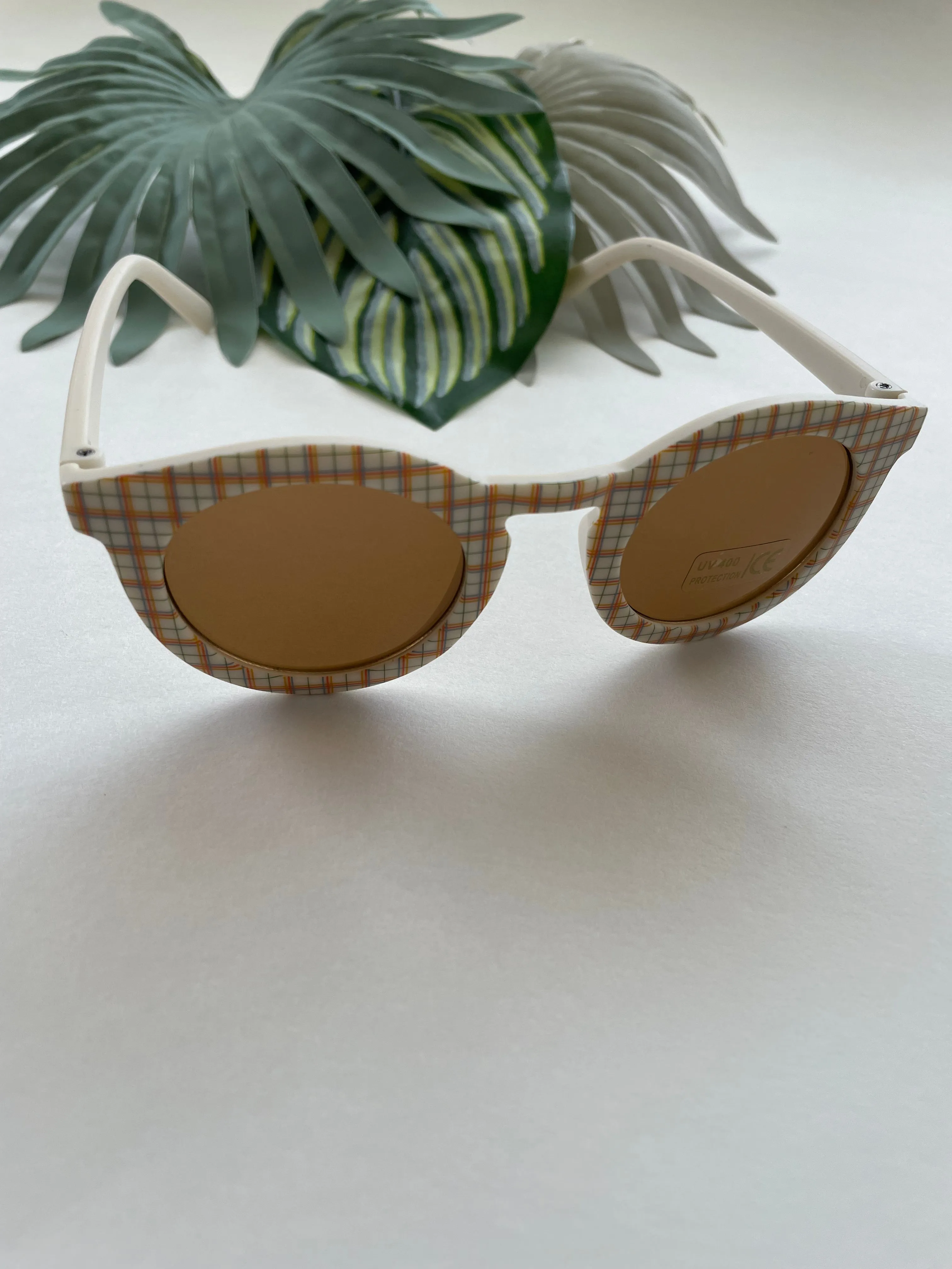 Plaid Sunglasses - Orange   Blue Plaid