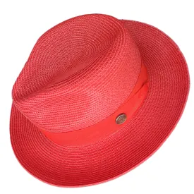 Red Straw Fedora Hat