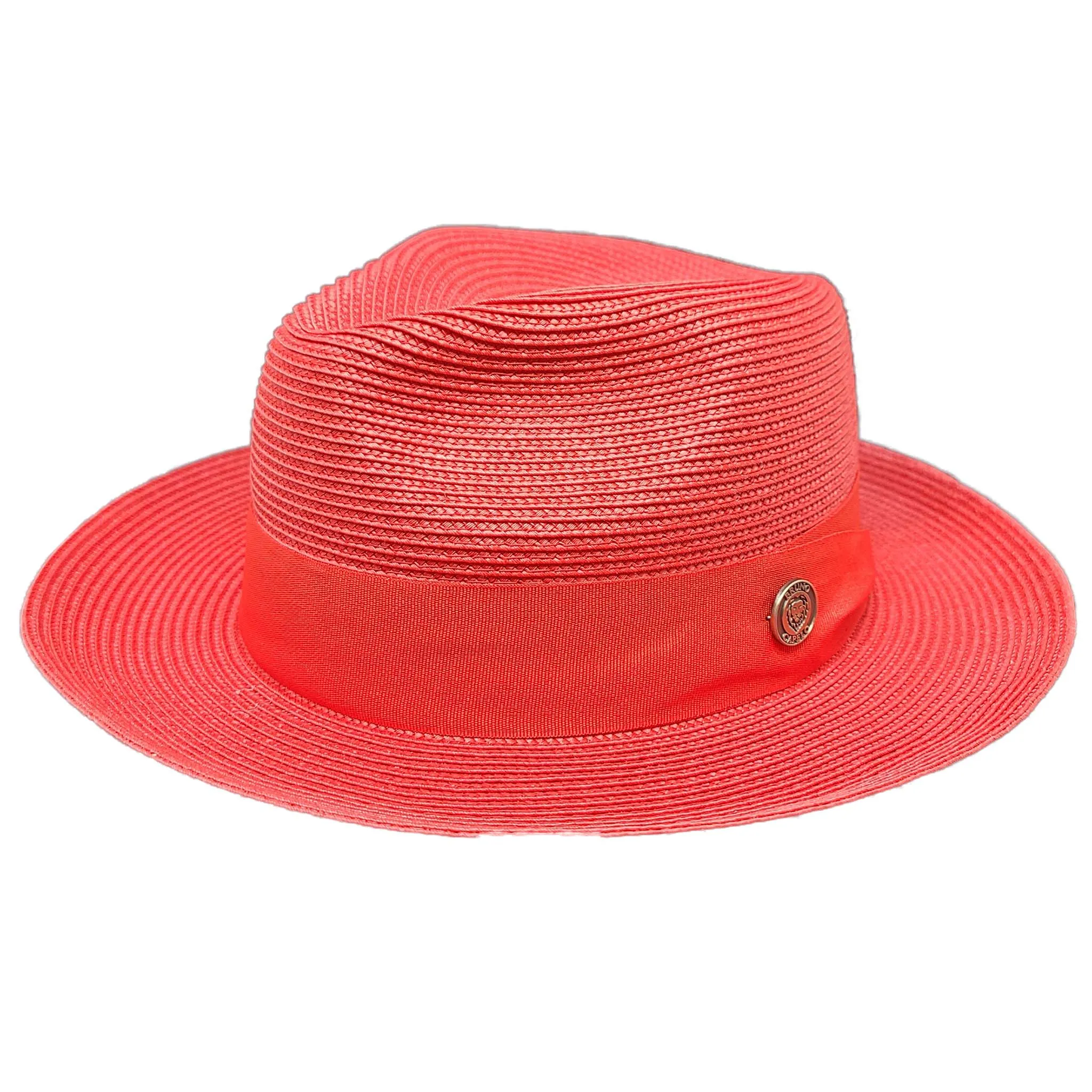 Red Straw Fedora Hat