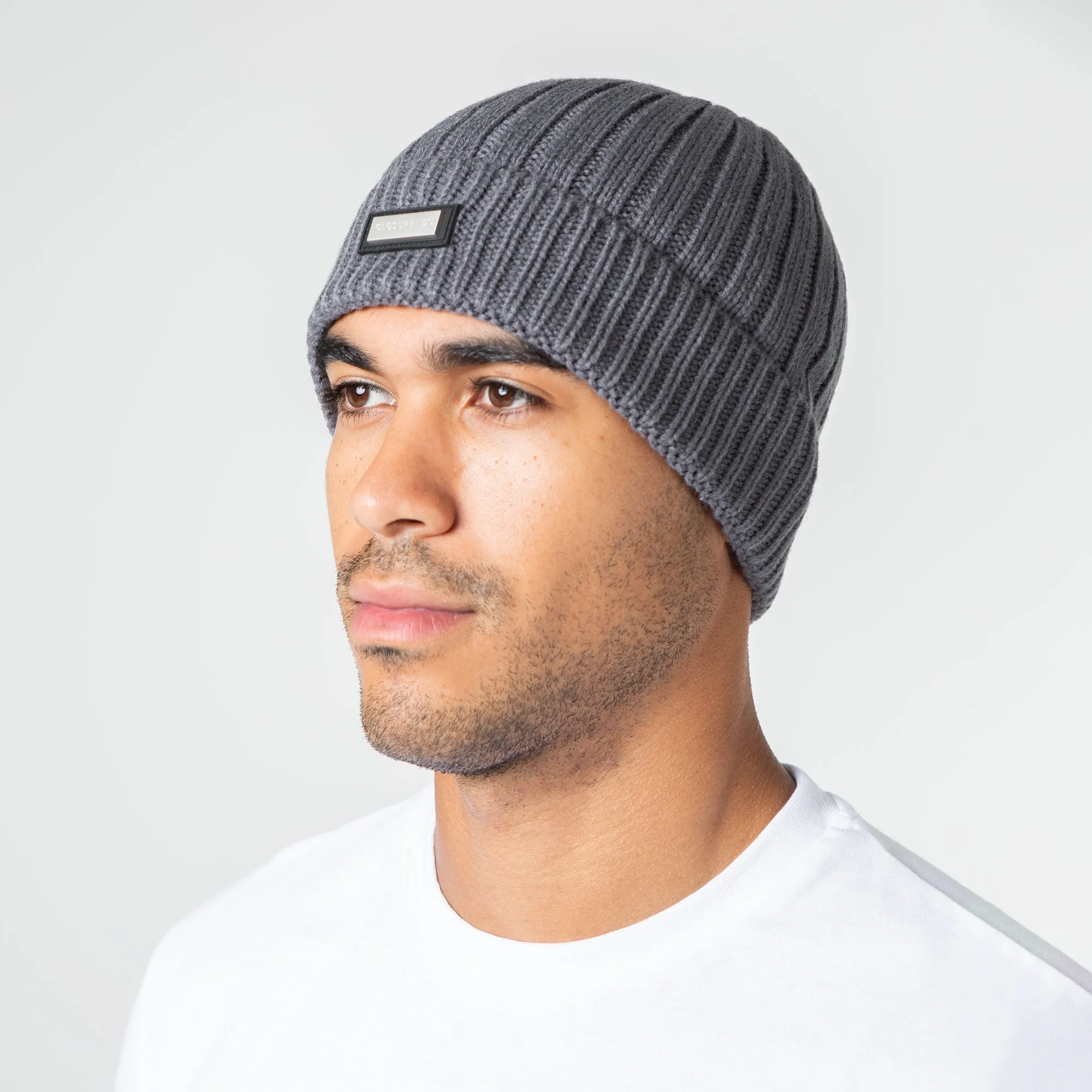 Smart Metal Badge Beanie | Charcoal