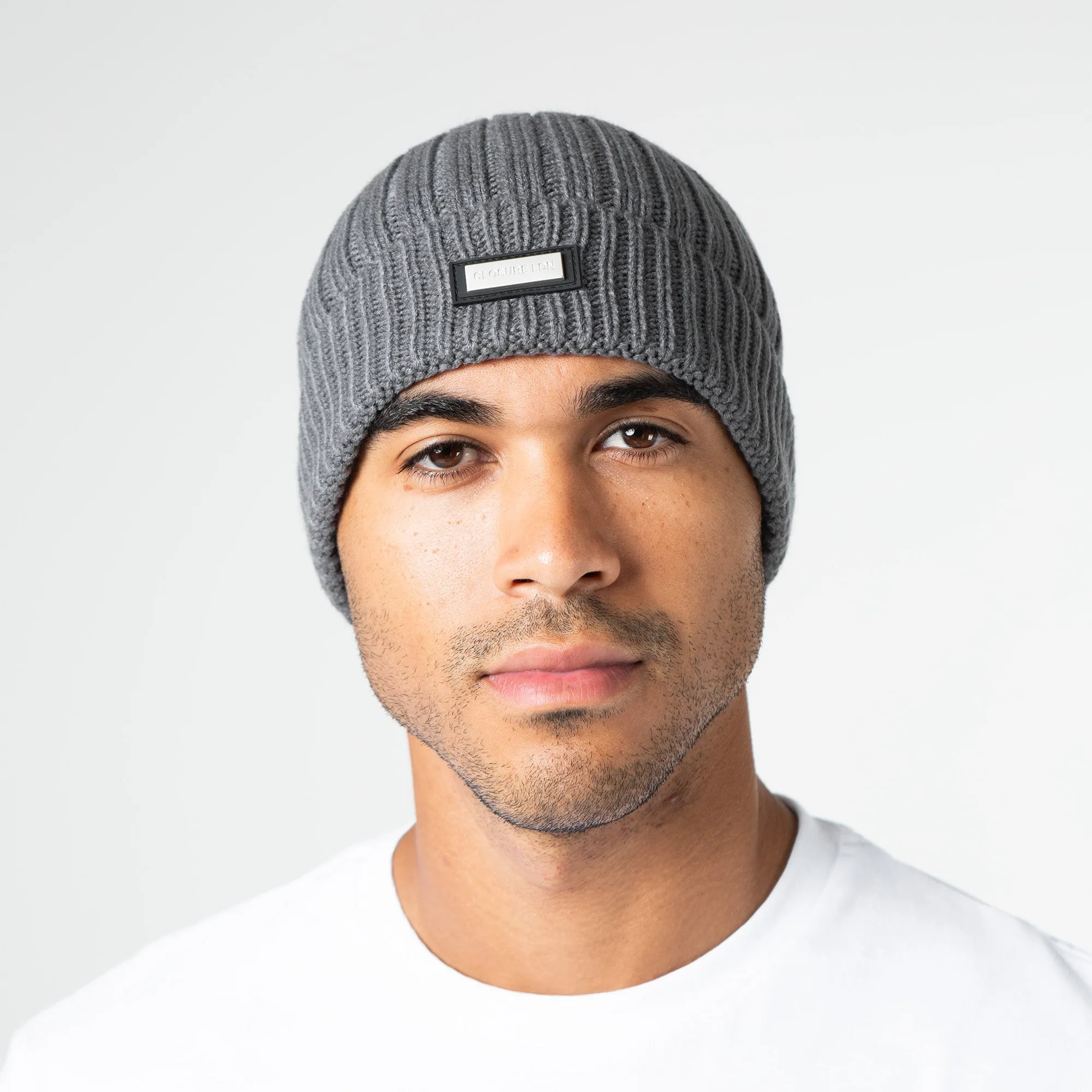 Smart Metal Badge Beanie | Charcoal