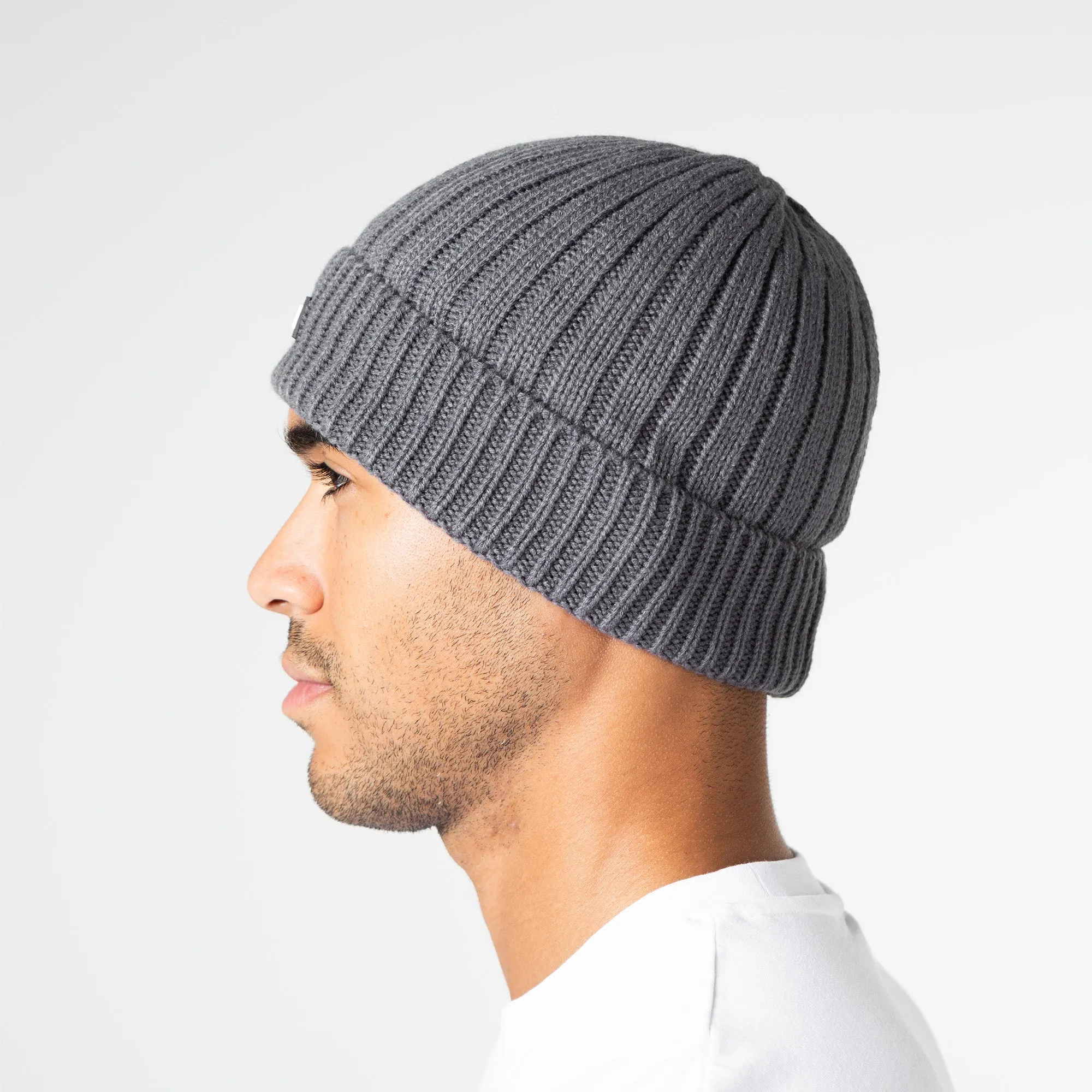 Smart Metal Badge Beanie | Charcoal