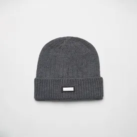 Smart Metal Badge Beanie | Charcoal