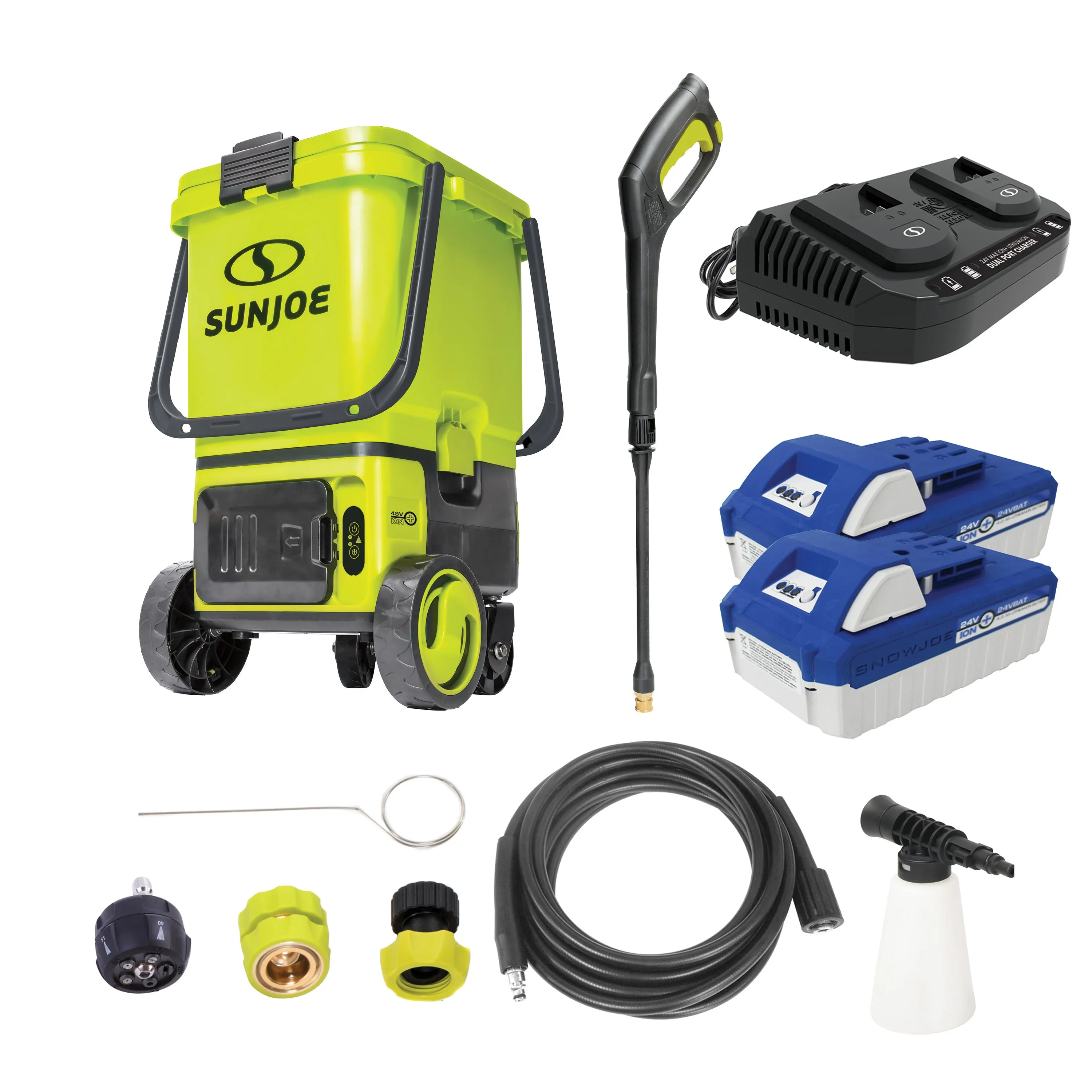 Sun Joe 24V-X2-PW1200 48-Volt IONMAX Cordless Portable Pressure Washer Kit | W/ 2 x 4.0-Ah Batteries   Charger