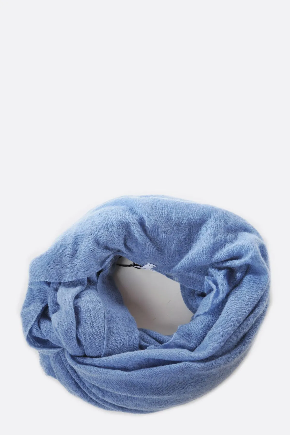 Thick Blue Classic Knit Cashmere Tube Scarf