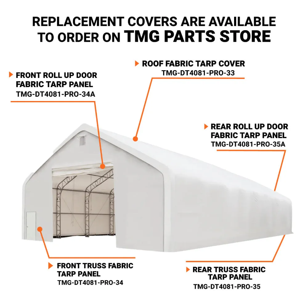 TMG Industrial Pro Series 40' x 80' Dual Truss Storage Shelter with Heavy Duty 21 oz PVC Cover & Drive Through Doors, TMG-DT4081-PRO(Previously TMG-DT4080-PRO)