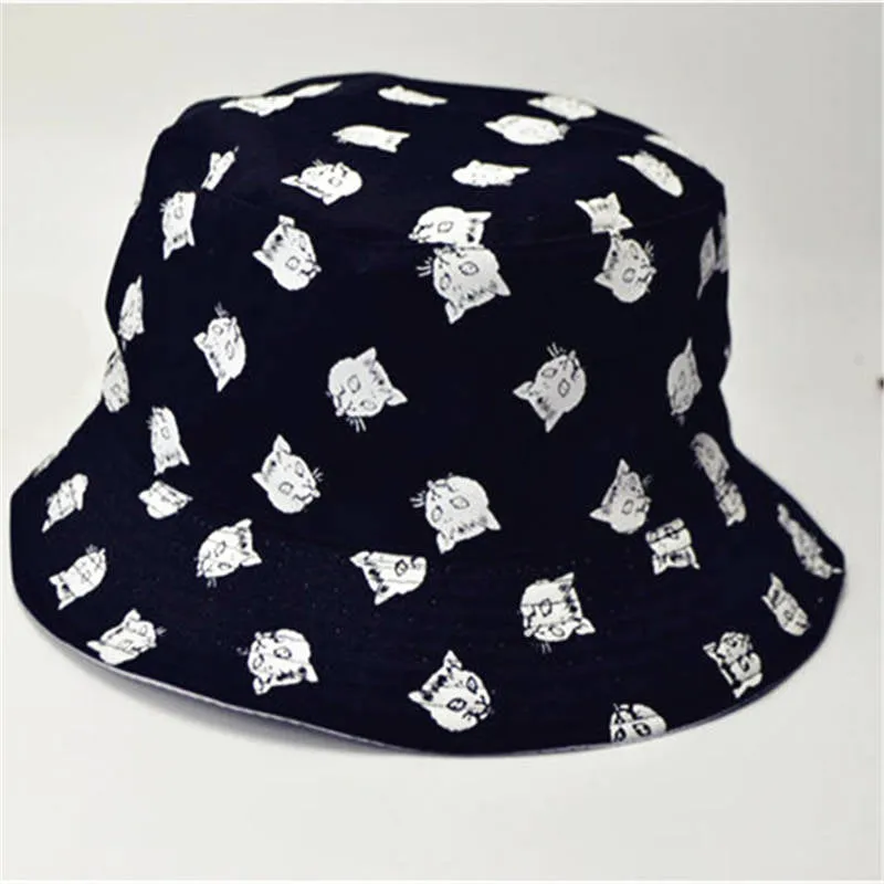 Two sided cat print Bucket Hat