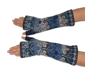 Winter Blue Women's Fingerless Alpaca Gloves